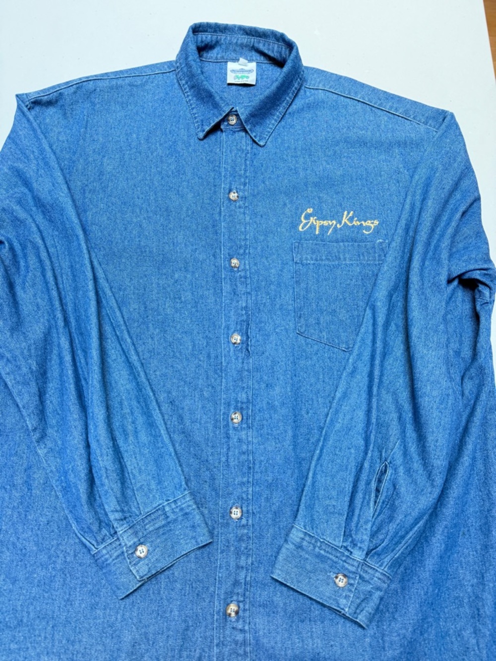 Vintage Gipsy Kings Denim Button-Up Shirt - Winterland Band Merch XL